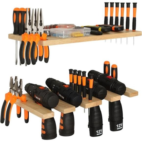 simesove Power Tool Organizer, Hardwood Tool Organizer, Power Tool Station